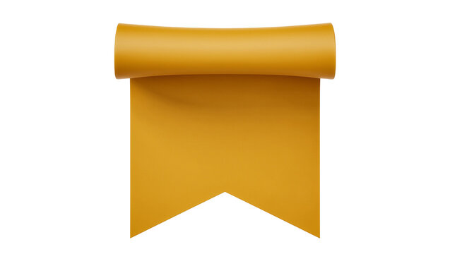 Golden banner flag with pointed end, isolated on transparent background