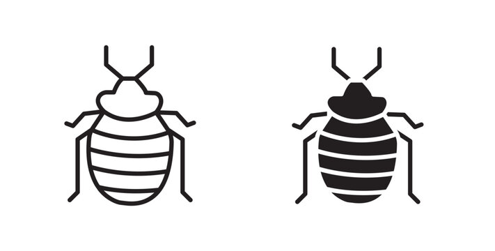 Bedbug icon flat outline in black