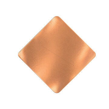 Blank copper plate with rounded corners on transparent background