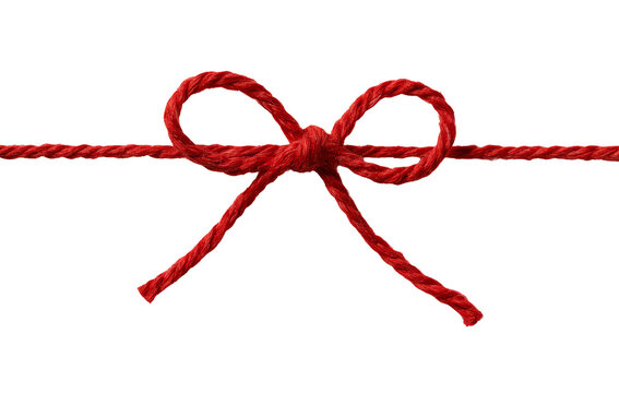 Red Twine Bow Tied on Horizontal Cord