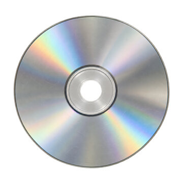 Scratched compact disc with iridescent reflections
