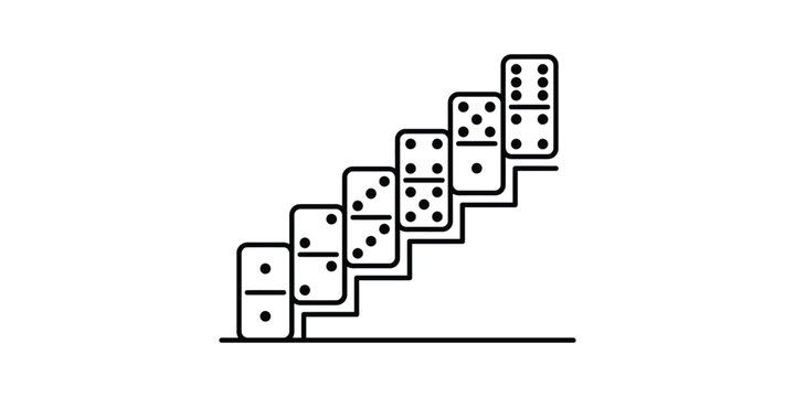 Illustration of domino tiles arranged like stairs on a flat surface.