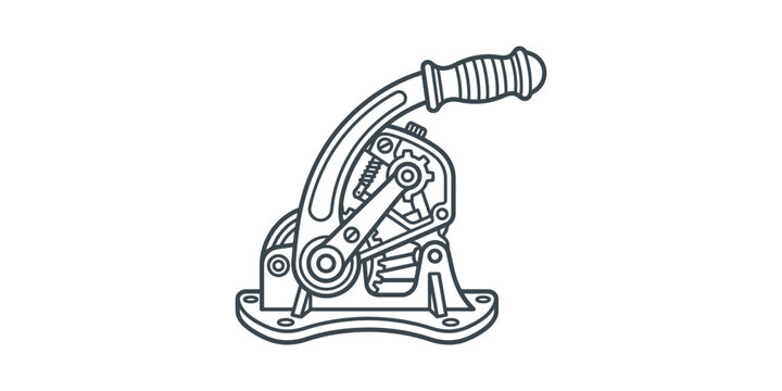 Industrial mechanical toggle clamp lever handle technical illustration.
