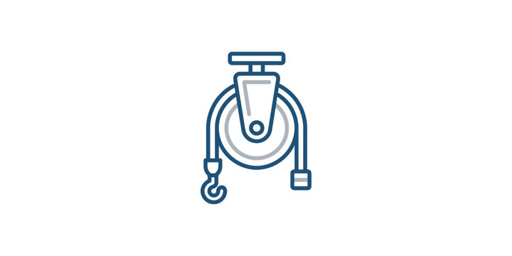 Industrial Pulley Block and Tackle Lifting Mechanism Icon.