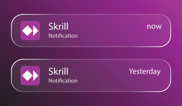 Skrill Notification Interface in Liquid Glass Style, Editorial Use Only