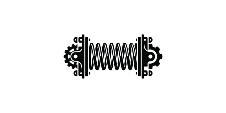 Industrial mechanical winch with spring and gears icon.