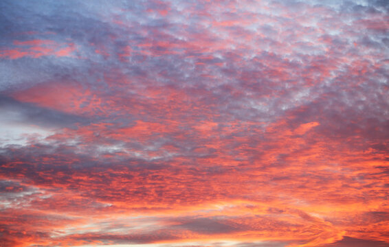 Red clouds at dramatic sunset, Only sky