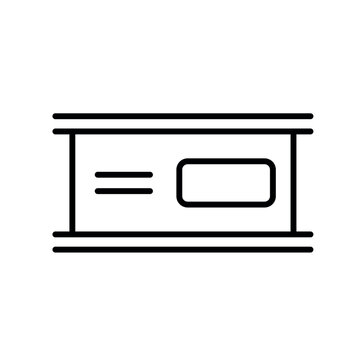 A vector icon representing a shelf price label for displaying product cost and merchandise information in retail stores, created in line style with editable stroke.