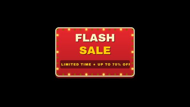 Animated red flash sale marquee banners on transparent background