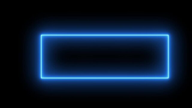 Square rectangle picture frame with  neon color motion graphic on isolated black background.  4K footage video effect seamless loop. 