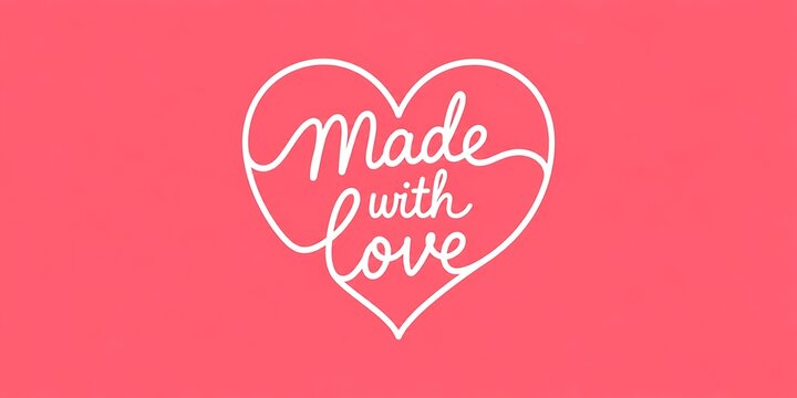 Hand-drawn Valentine's Day heart logo, cursive calligraphy text, romantic vector concept for stationery