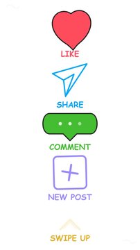 Hand drawn neomorphic social media interaction icons set for animated vertical video marketing engagement app