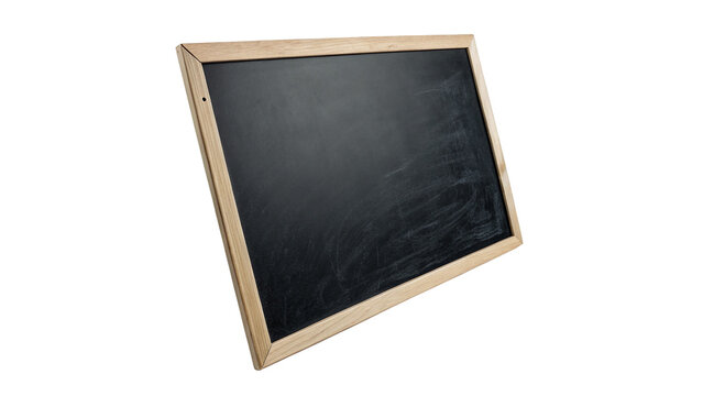 Blank minimalist rectangular black notice blackboard slate mockup isolated on transparent background