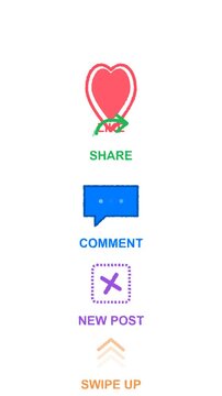 Neomorphic animated social media interaction icons set featuring hand drawn bouncy lines for vertical video