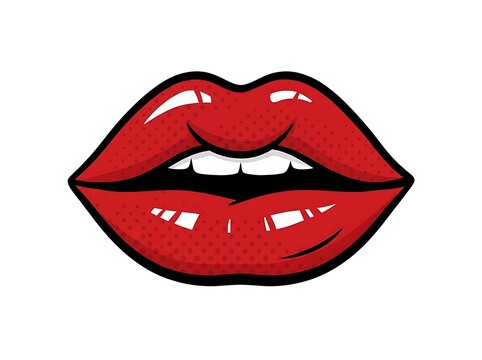 Red lips open smiling detail