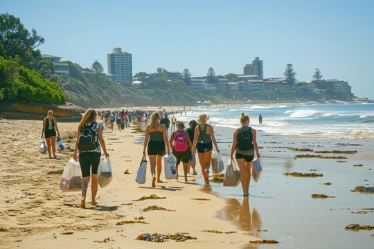 people participating in beach cleanups 