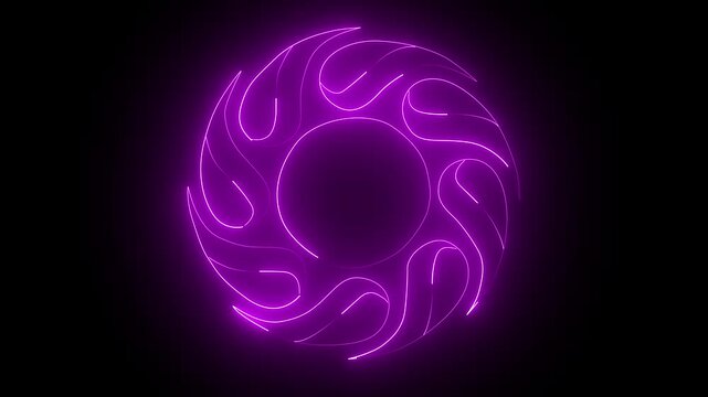 Neon purple glowing circular mandala animation, abstract pulsing energy ring, futuristic sci-fi motion background, for digital presentations