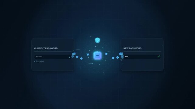 Digital interface showing secure password update and reset process