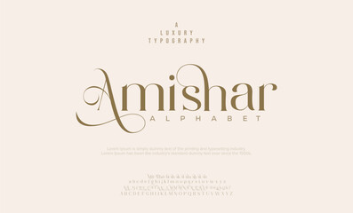 Elegant Font Uppercase Lowercase and Number. Classic Lettering Minimal Fashion Designs. Typography modern serif fonts regular decorative vintage concept. vector illustration  © Crossover