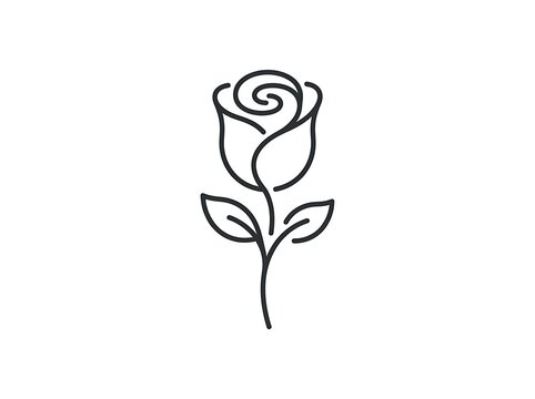 Minimalist rose outline graphic design element