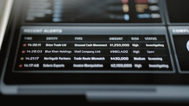 Recent alerts identify entities amounts and case status
