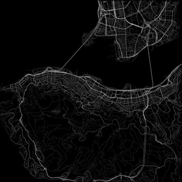 Hong Kong China City Map Dark Mode Minimalist Night Street Map Poster
