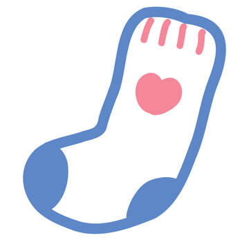 ハートマークのついた可愛い靴下のイラスト