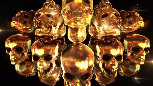 Golden Skulls - Golden Skulls with Opening Jaw Decorative Loop