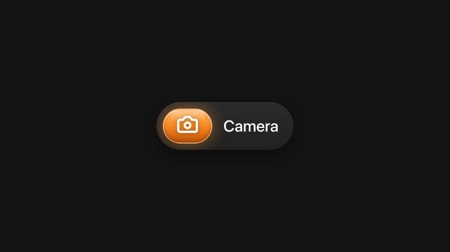 Animated camera button with glowing orange icon UI motion graphic