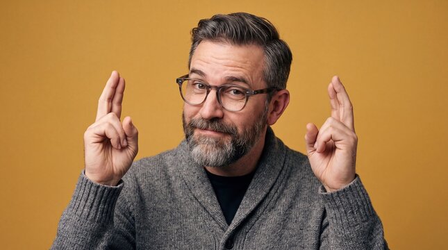 Man Making Sarcastic Air Quotes Gesture With Both Hands