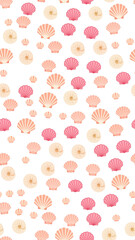 Pink and orange seashell pattern on transparent background © si