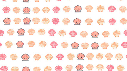 Seamless pattern of cute cartoon seashells © si