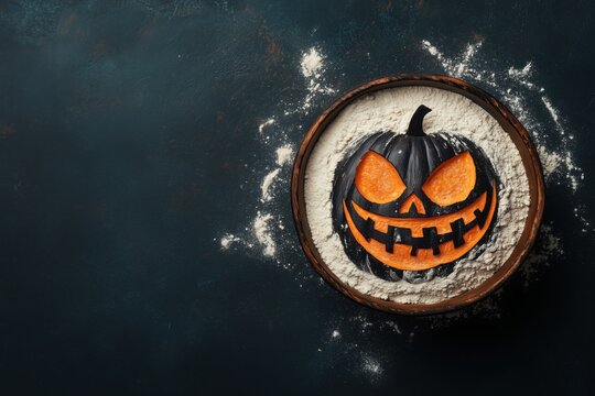 halloween pumpkin design made with flour