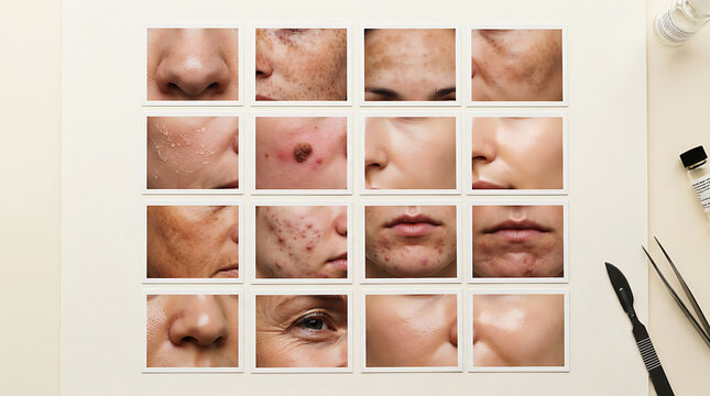 Before and after photos showing cosmetic dermatology treatment for skin imperfections