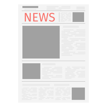 Blank Newspaper Page Vector Template with NEWS Header. Minimalist flat style mockup template for journalism projects, press releases, media announcements