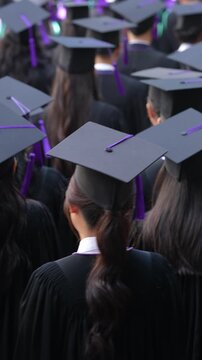 backside graduation hats during commencement success graduates of the university, Concept education congratulation. Graduation Ceremony ,Congratulated the graduates in University during commencement