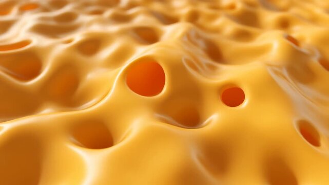 Abstract Yellow Cheese Texture Background with Flowing Holes