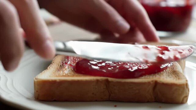 Spreading Jam on Toast with a Butter Knife