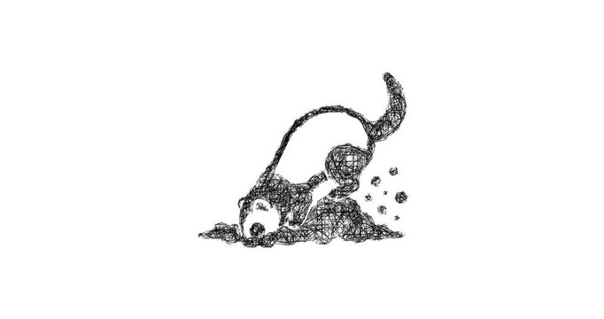 Sketch ferret digging icon animation - smooth progressive reveal