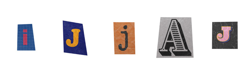 Set of assorted magazine cutout letters isolated on a transparent © Peach