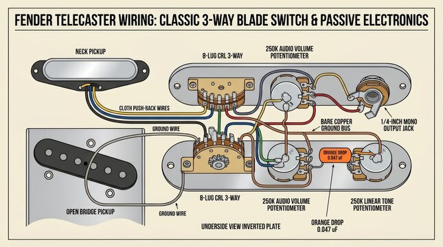 Fender Telecaster Wiring Diagram Classic Electric Guitar Switching System.