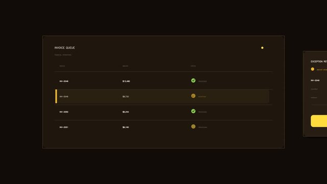 Enterprise Invoice Exception Review UI Animation