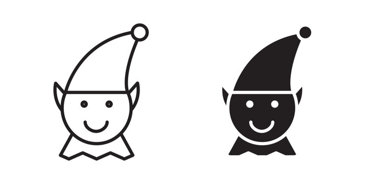 Elf icon flat outline in black