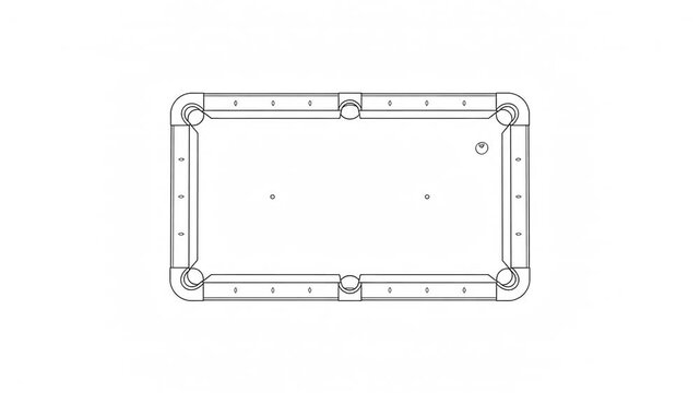 Billiard table top view line art sketch animation