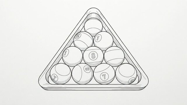 Billiard balls triangle rack pool sketch line art