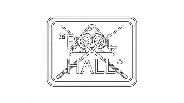 Pool hall sign board animation line art sketch