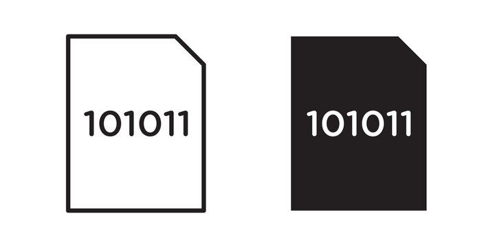 File Binary icon flat outline in black