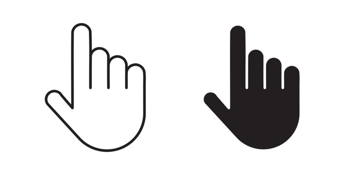 finger icon flat outline in black