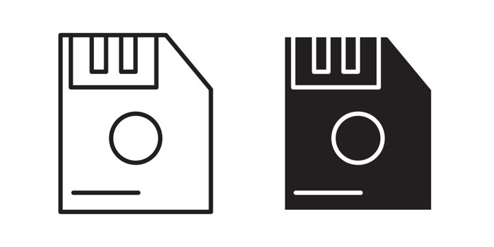 Floppy disk icon flat outline in black