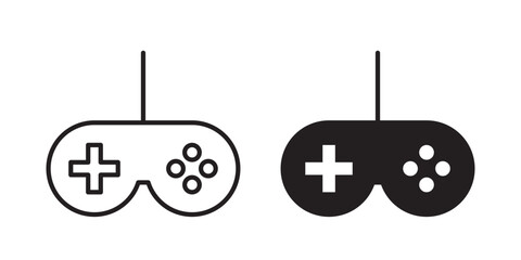 Game controller icon flat outline in black © Win